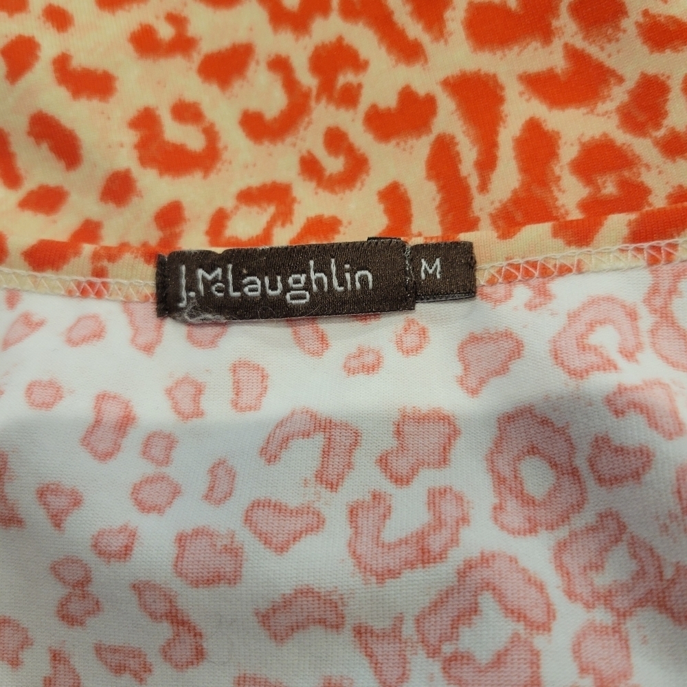J Mclaughlin Size M Orange Animal Print Vneck Blouse - Picture 5 of 7